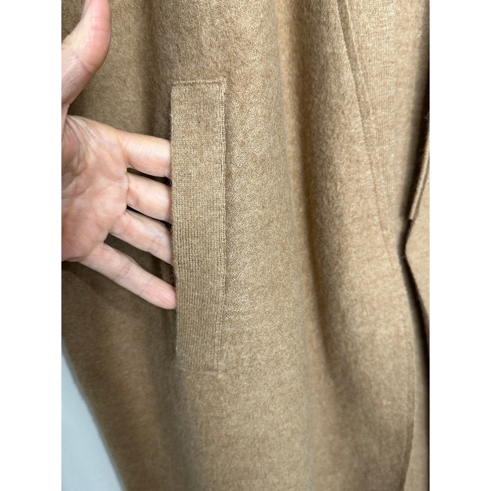 Lord & Taylor Cardigan 1X Tan Extra Fine Merino Wool Open Front Longline Sweater - Picture 7 of 9